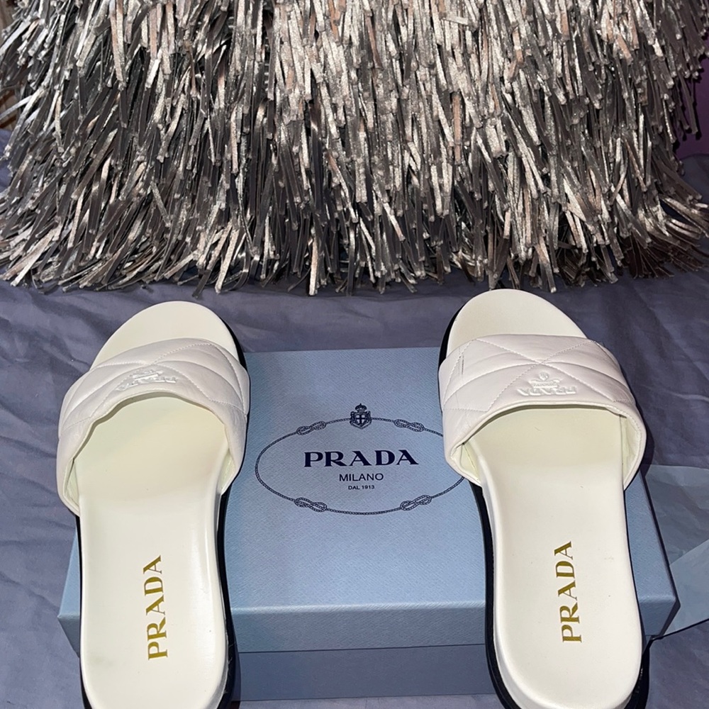 Prada Slides , Worn Once , 100% Authentic - image 1